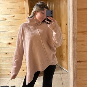 All Saints Blush Cowl Neck Asymmetrical Sweater